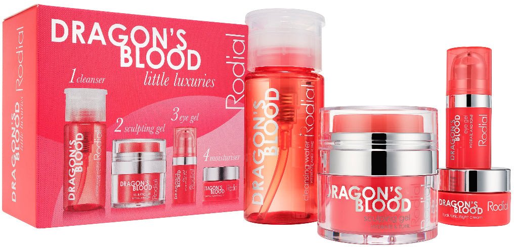 Little Luxuries Kit Set Rodial: Dragon's Blood, Purifying, Micellar Water, For All Skin Types, 100 ml + Dragon's Blood, Sculpting, Gel, For Face, 9 ml + Dragon's Blood, Refreshes & Hydrates, Eye Gel, 5 ml + Dragon's Blood, Hyaluron, Hydrating, Cream, For