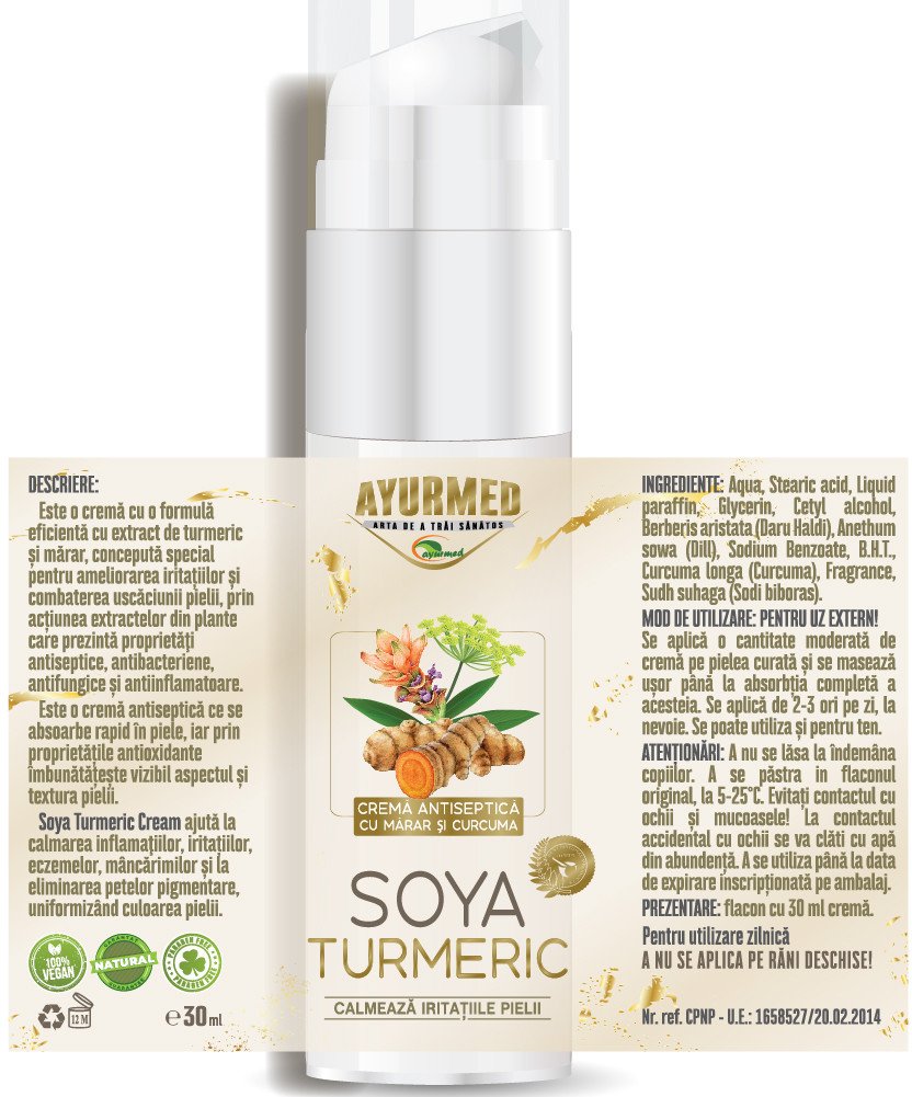 Ayurmed, Soya Turmeric, Calming, Cream, Face, 30 ml For Women