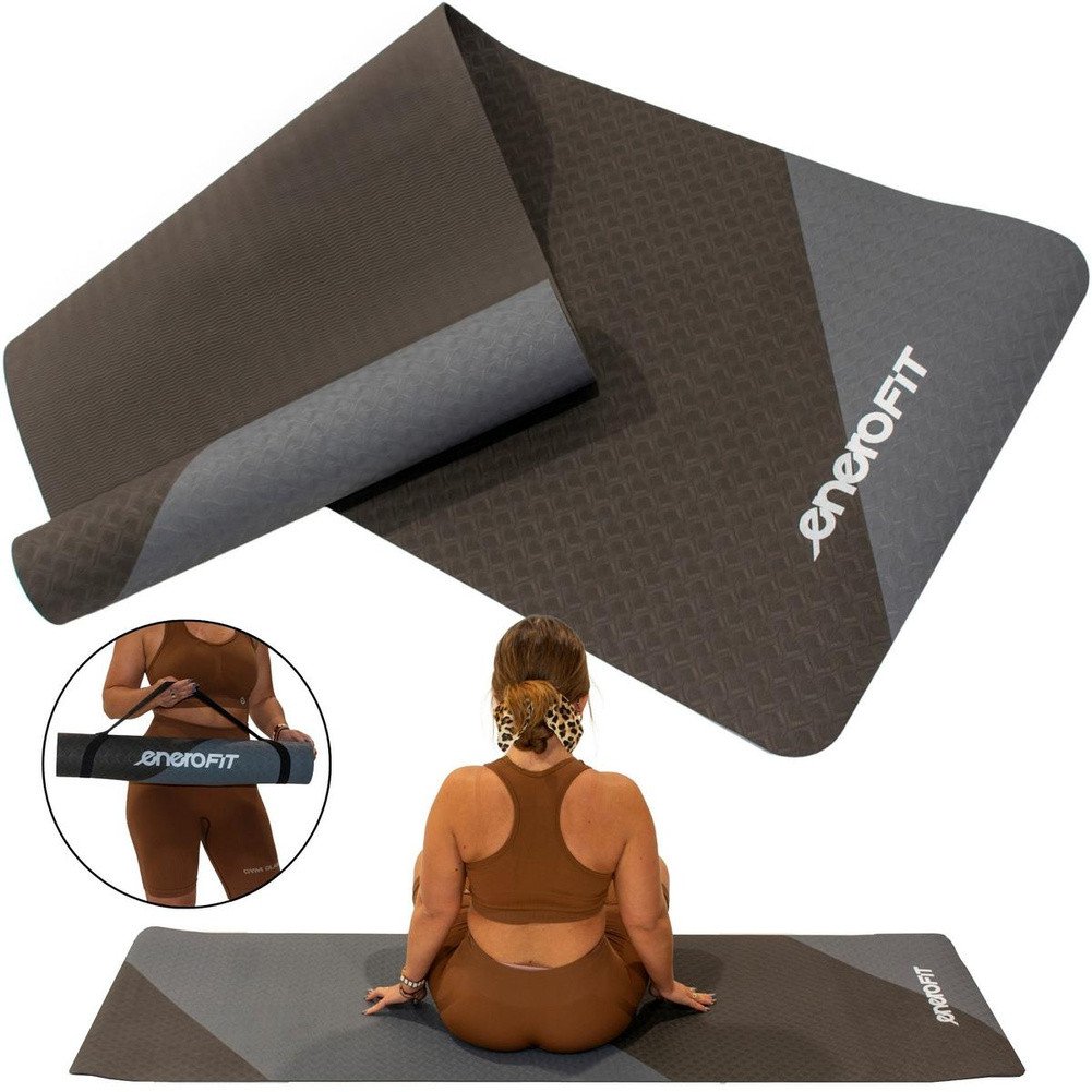 MATA DO JOGI I FITNESS TPE ANTYPOŚLIZGOWA SZARO-CZARNA ENERO FIT 1