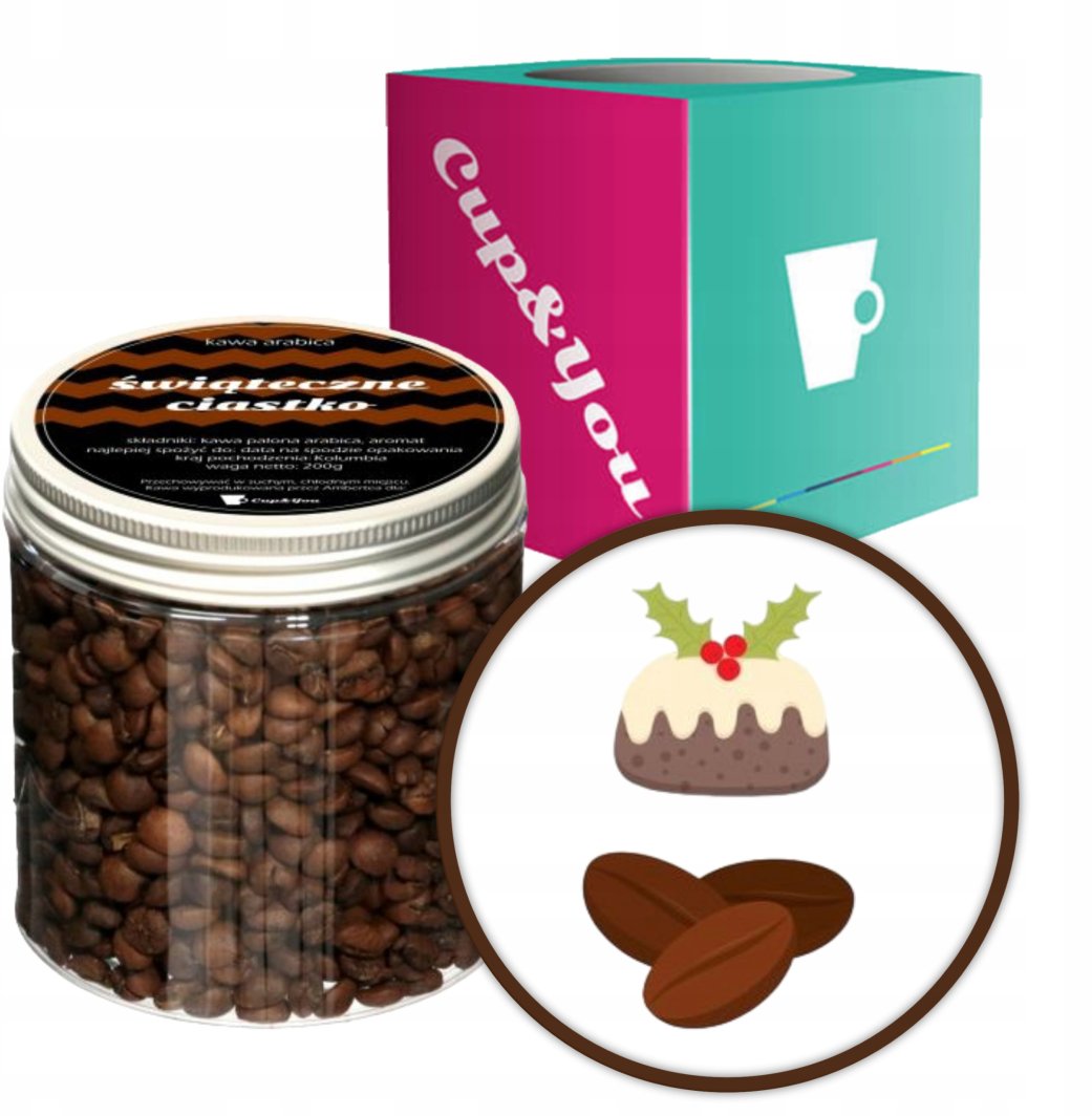 Kawa aromatyzowana smak ŚWIĄTECZNE CIASTKO ziarnista ARABIC Cup&You 200g na prezent upominek dla kobiety mężczyzny faceta mamy taty żony męża 1