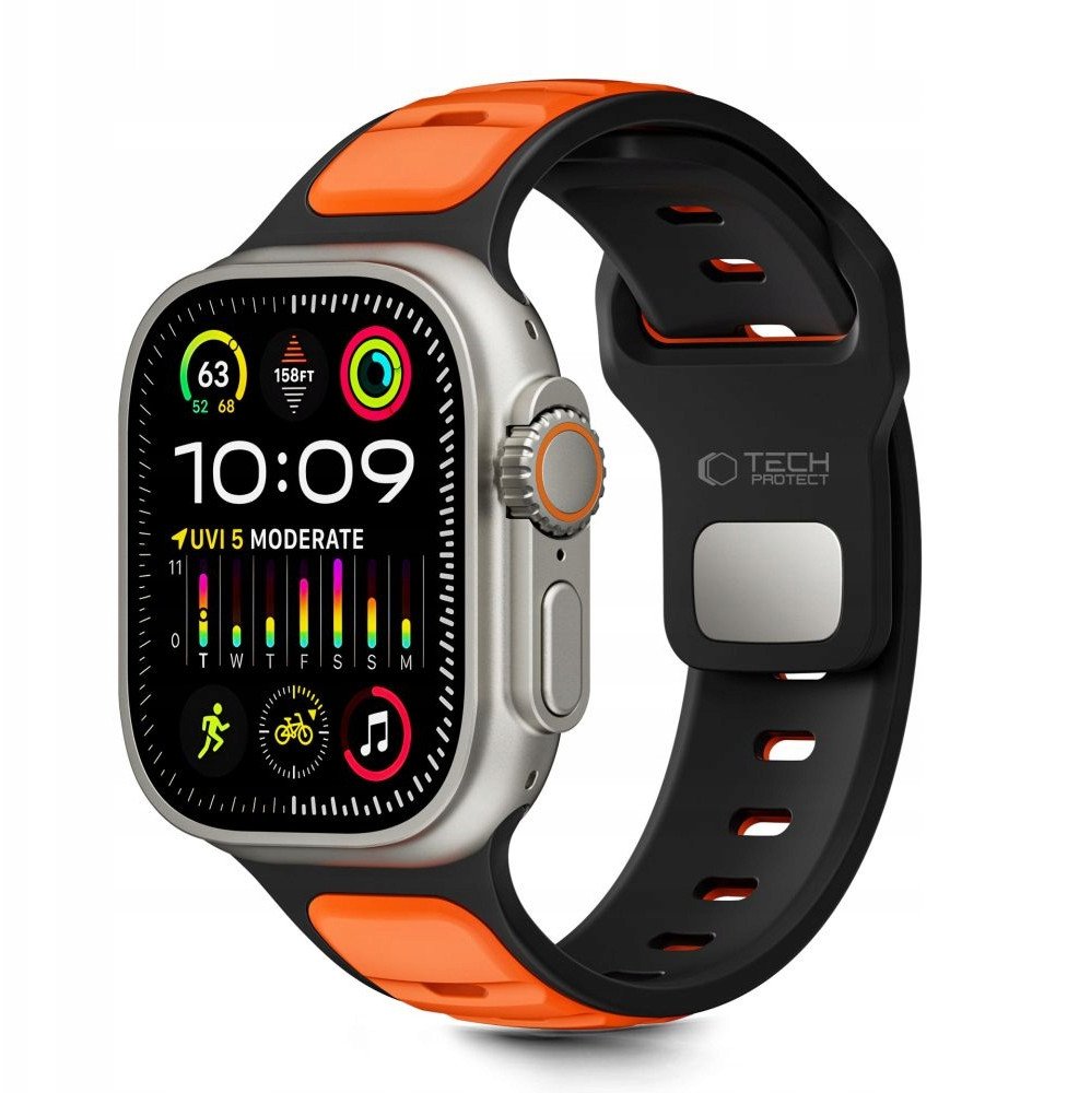 Pasek Tech-Protect IconBand Line do Apple Watch 8 / 9 / 10 / 11 / SE / Ultra 44/45/46/49mm Black/orange