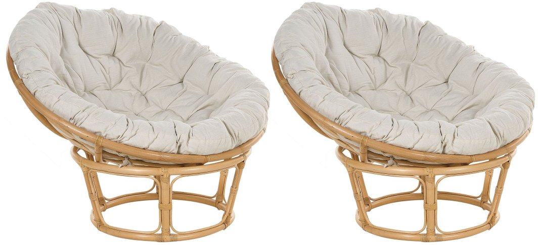 Zestaw 2 foteli ogrodowych z poduszkami SALVO Rattan Naturalny 1