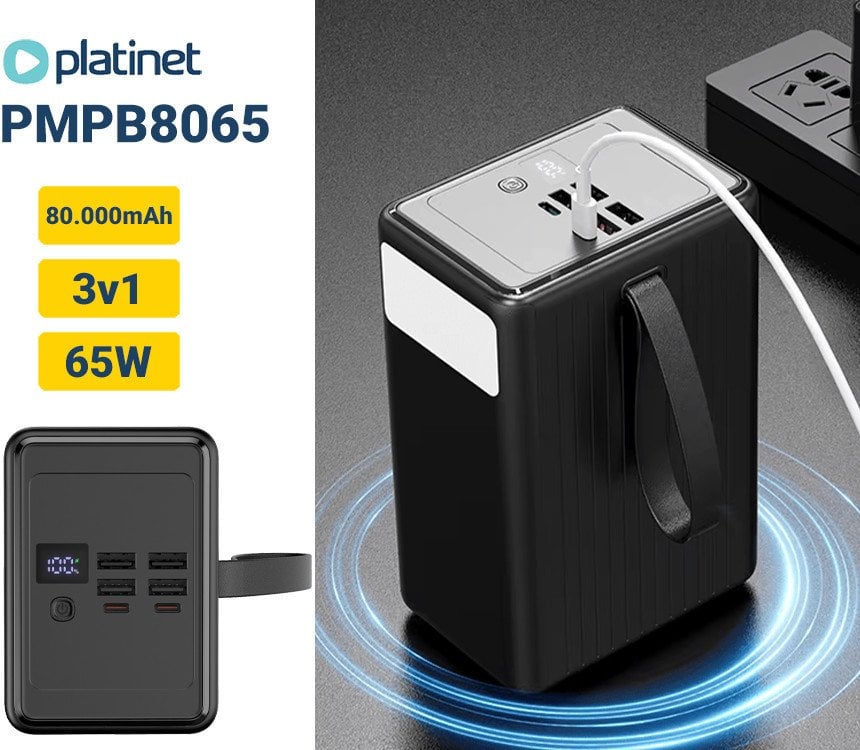 PLATINET POWER BANK 80000 mAh 65W PD FLASHLIGHT USB-C 1M CABLE [46312] 1
