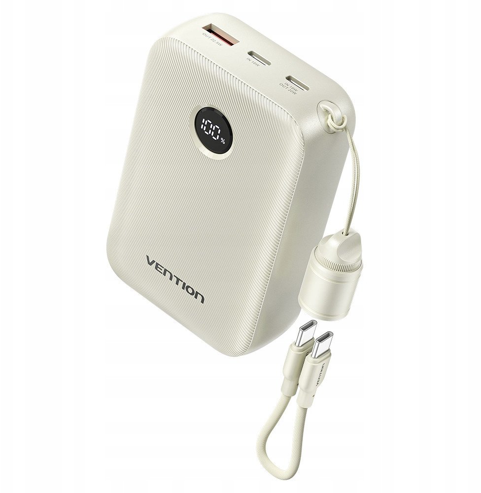 Powerbank Vention 20000mAh 2 x USB-C 1x USB-A z wyswietlaczem 22.5W bezowy 1