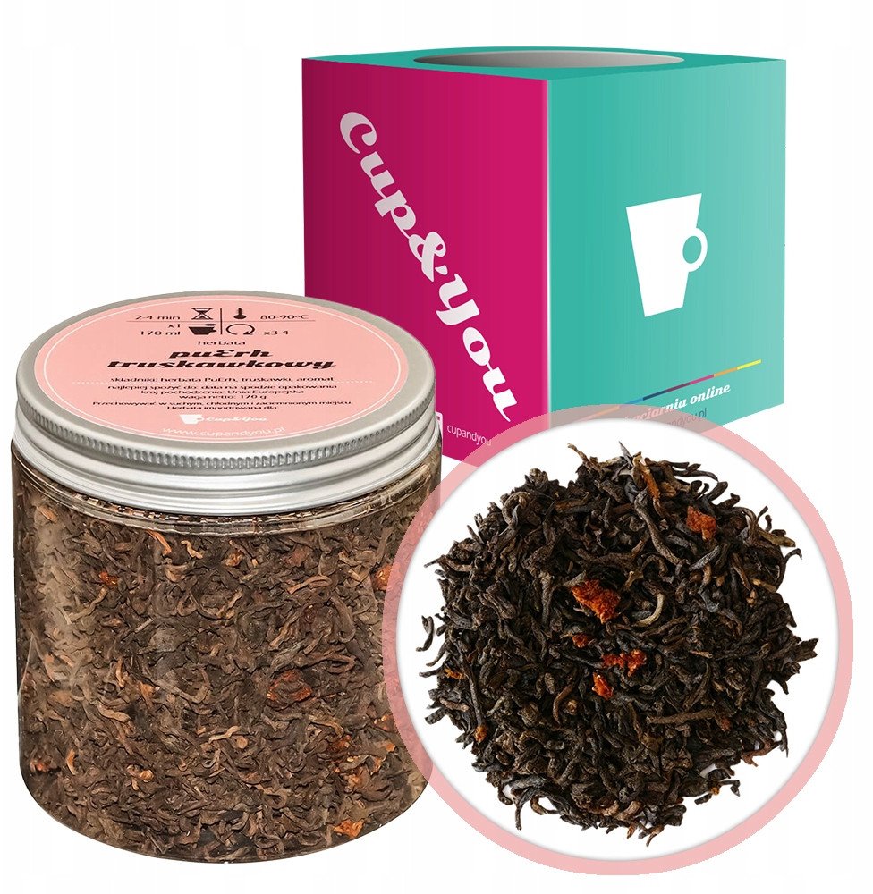 Herbata czerwona pu-erh TRUSKAWKOWY truskawki PuErh 170g - sypana liściasta herbata PREMIUM Cup&You 1