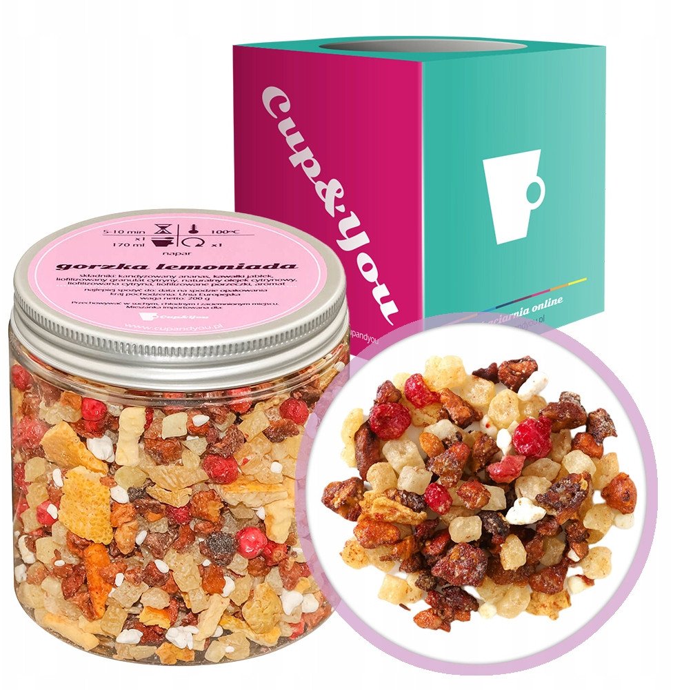 Najlepsza herbata owocowa GORZKA LEMONIADA kandyzowany ananas 200g - herbata sypana liściasta napar z suszu PREMIUM Cup&You 1