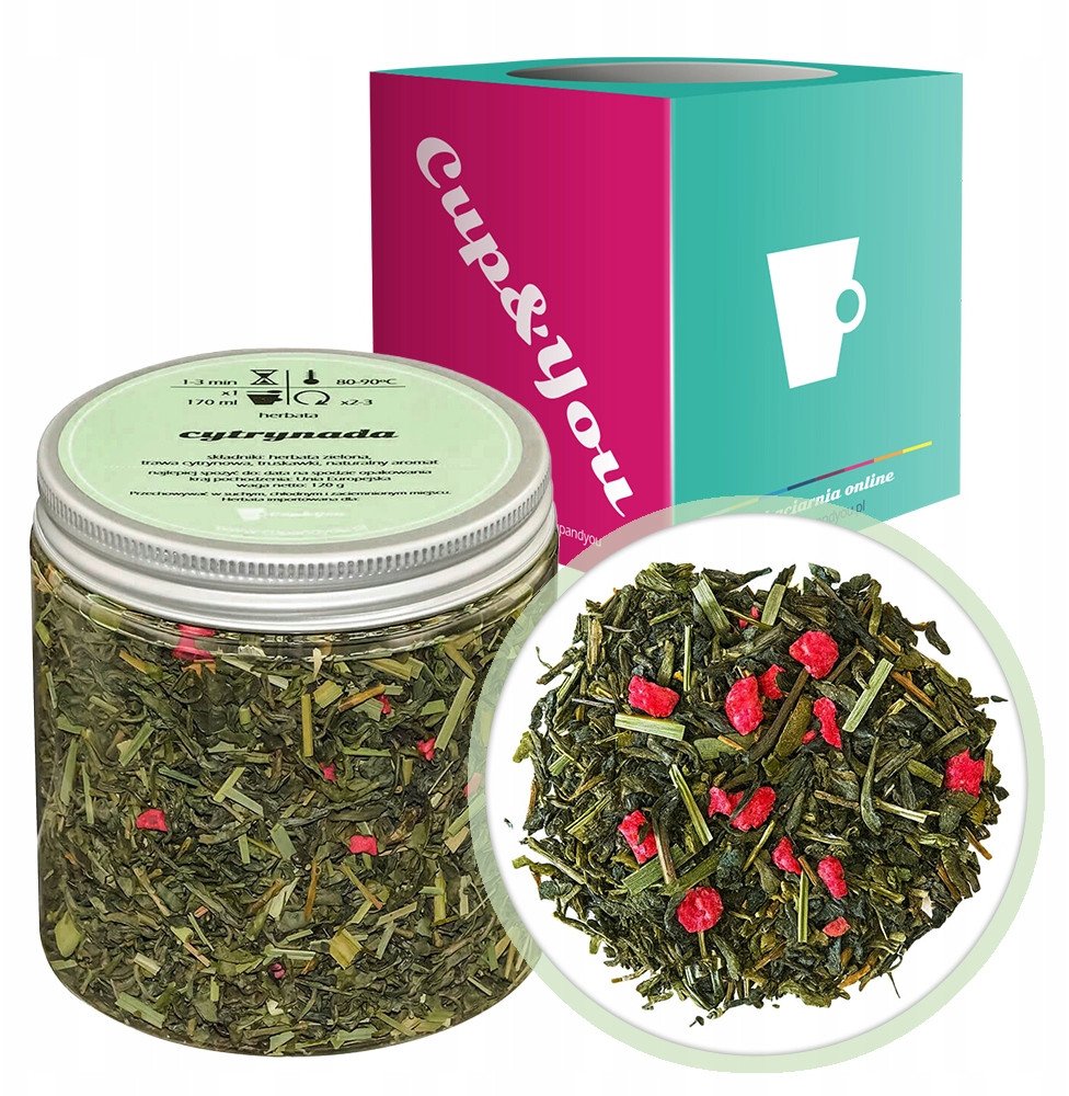 Herbata zielona CYTRYNADA truskawki trawa cytrynowa upominek 120g - sypana liściasta herbata PREMIUM Cup&You 1
