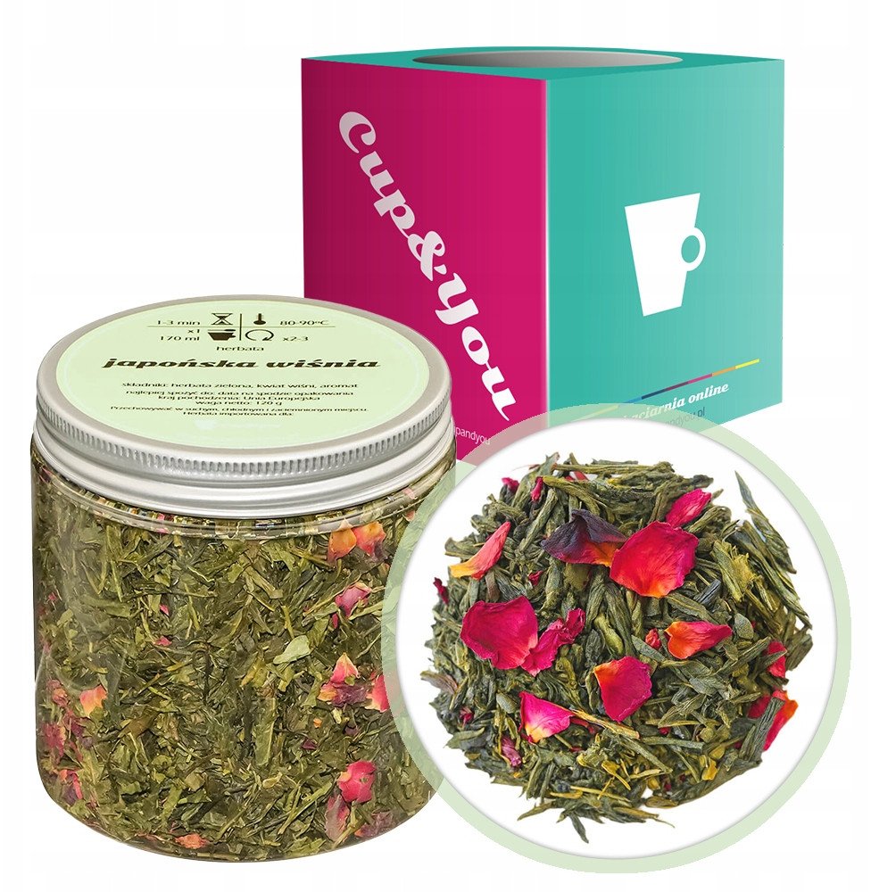 Herbata zielona JAPOŃSKA WIŚNIA kwiat wiśni upominek podarunek 120g - sypana liściasta herbata PREMIUM Cup&You 1