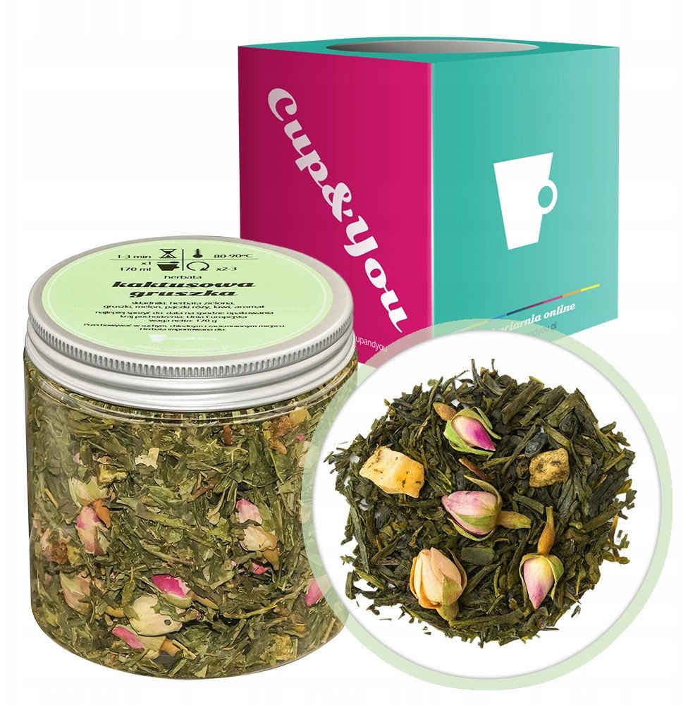 Herbata zielona KAKTUSOWA GRUSZKA melon pączki róży kiwi gruszki 120g - sypana liściasta herbata PREMIUM Cup&You 1