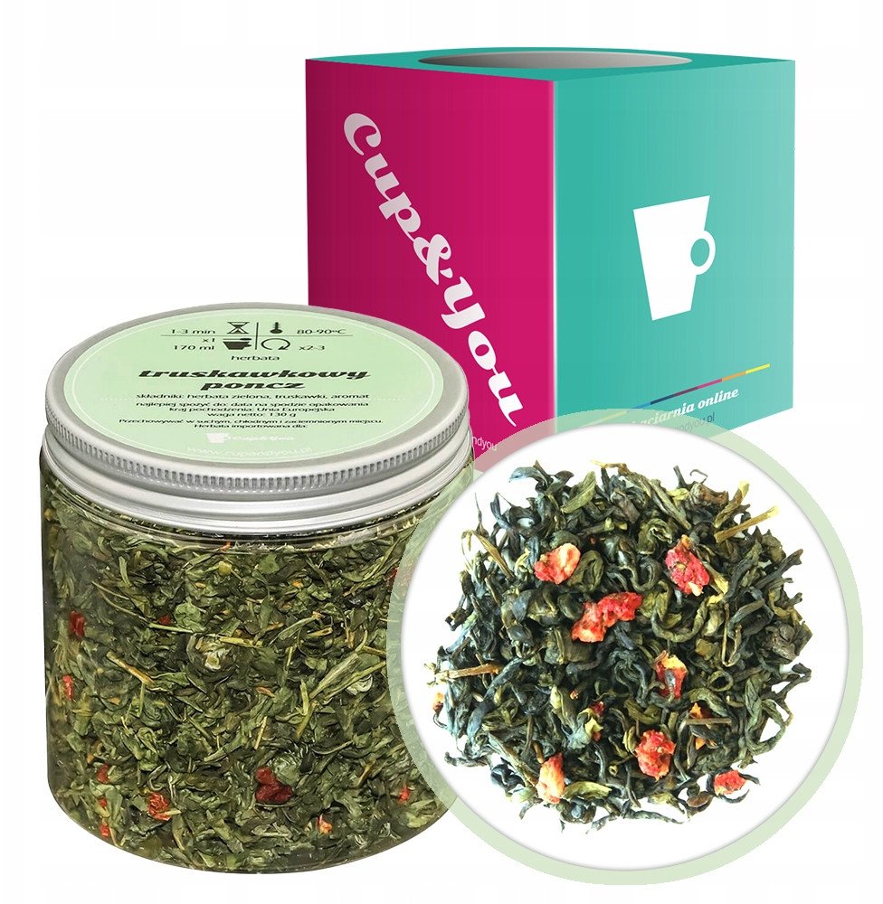Herbata zielona TRUSKAWKOWY PONCZ truskawki 130g - sypana liściasta herbata PREMIUM Cup&You 1