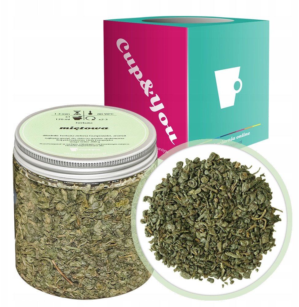 Herbata zielona MIĘTOWA Gunpowder na prezent 200g - sypana liściasta herbata PREMIUM Cup&You 1