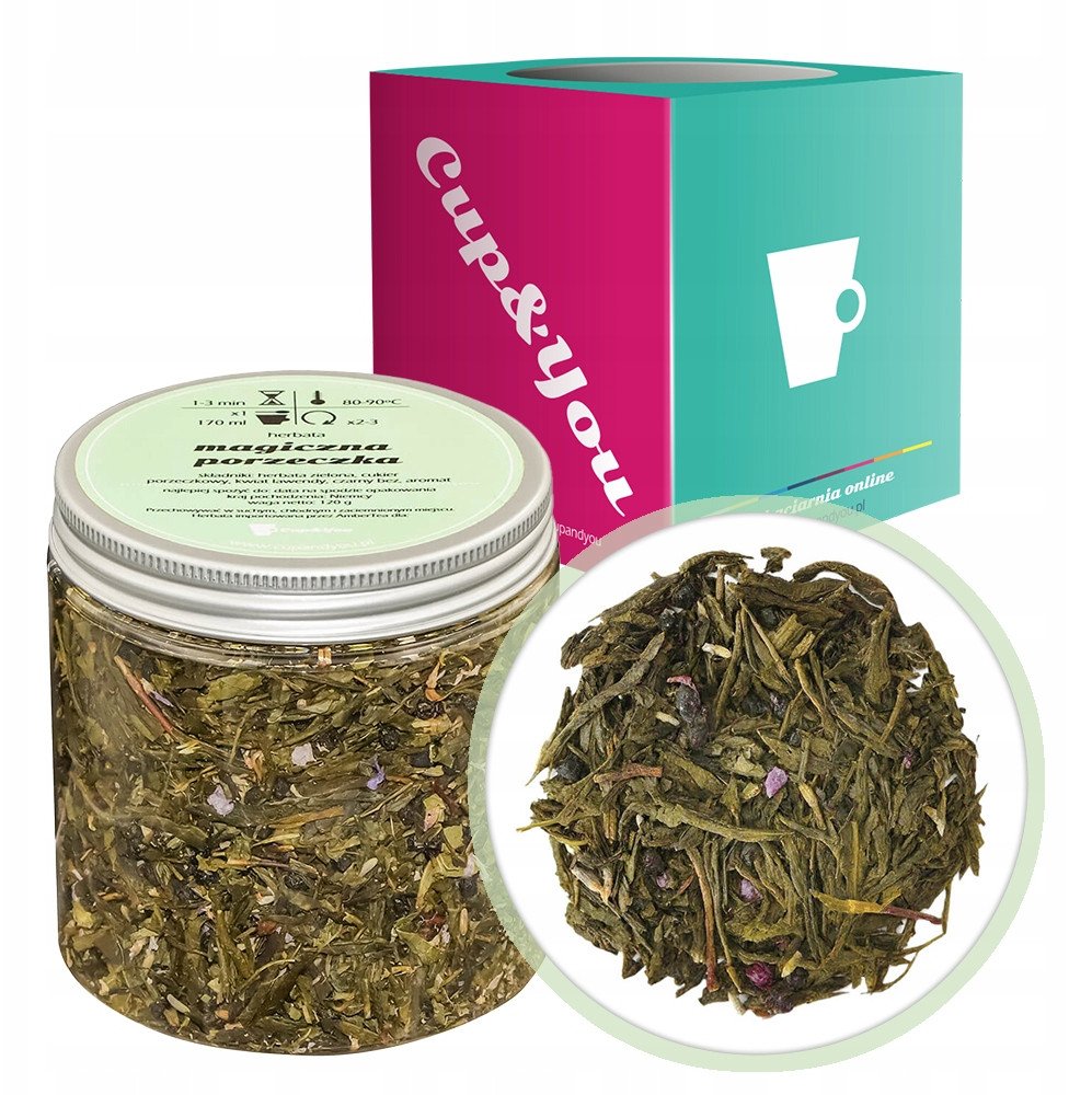 Herbata zielona MAGICZNA PORZECZKA kwiat lawendy czarny bez 120g - sypana liściasta herbata PREMIUM Cup&You 1