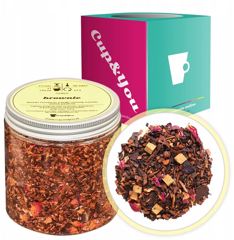 Najlepsza herbata czerwonokrzew Rooibos Honeybush BROWNIE 150g - herbata sypana liściasta napar z czerwonokrzewu PREMIUM Cup&You 1