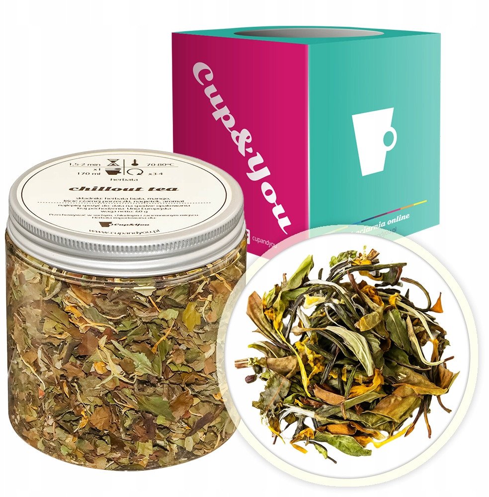 Herbata biała CHILLOUT TEA mango liście czarnej porzeczki nagietek 60g - sypana liściasta herbata PREMIUM Cup&You 1