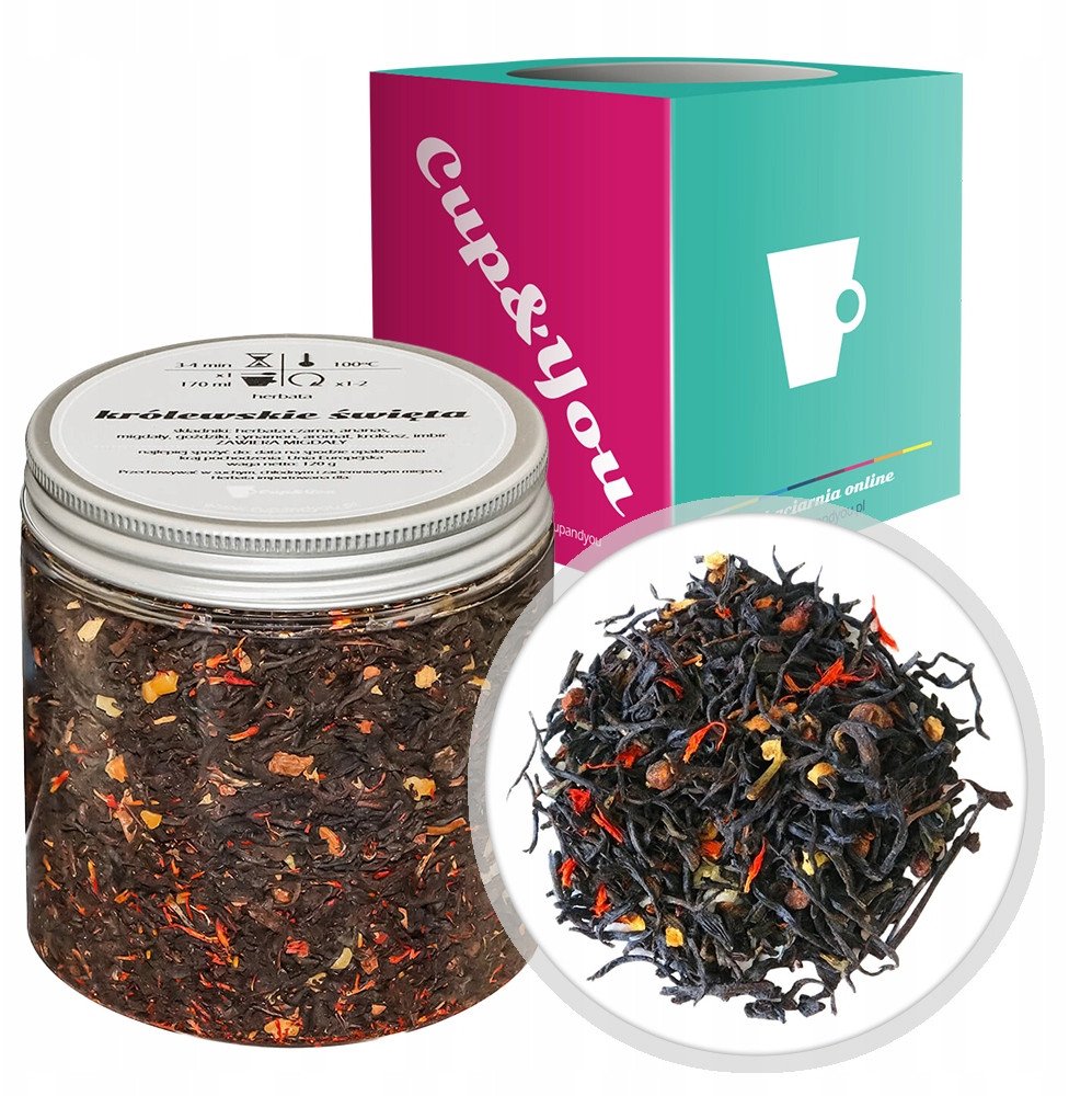 Herbata czarna KRÓLEWSKIE ŚWIĘTA ananas imbir goździki cynamon migdały 120g - sypana liściasta herbata PREMIUM Cup&You 1