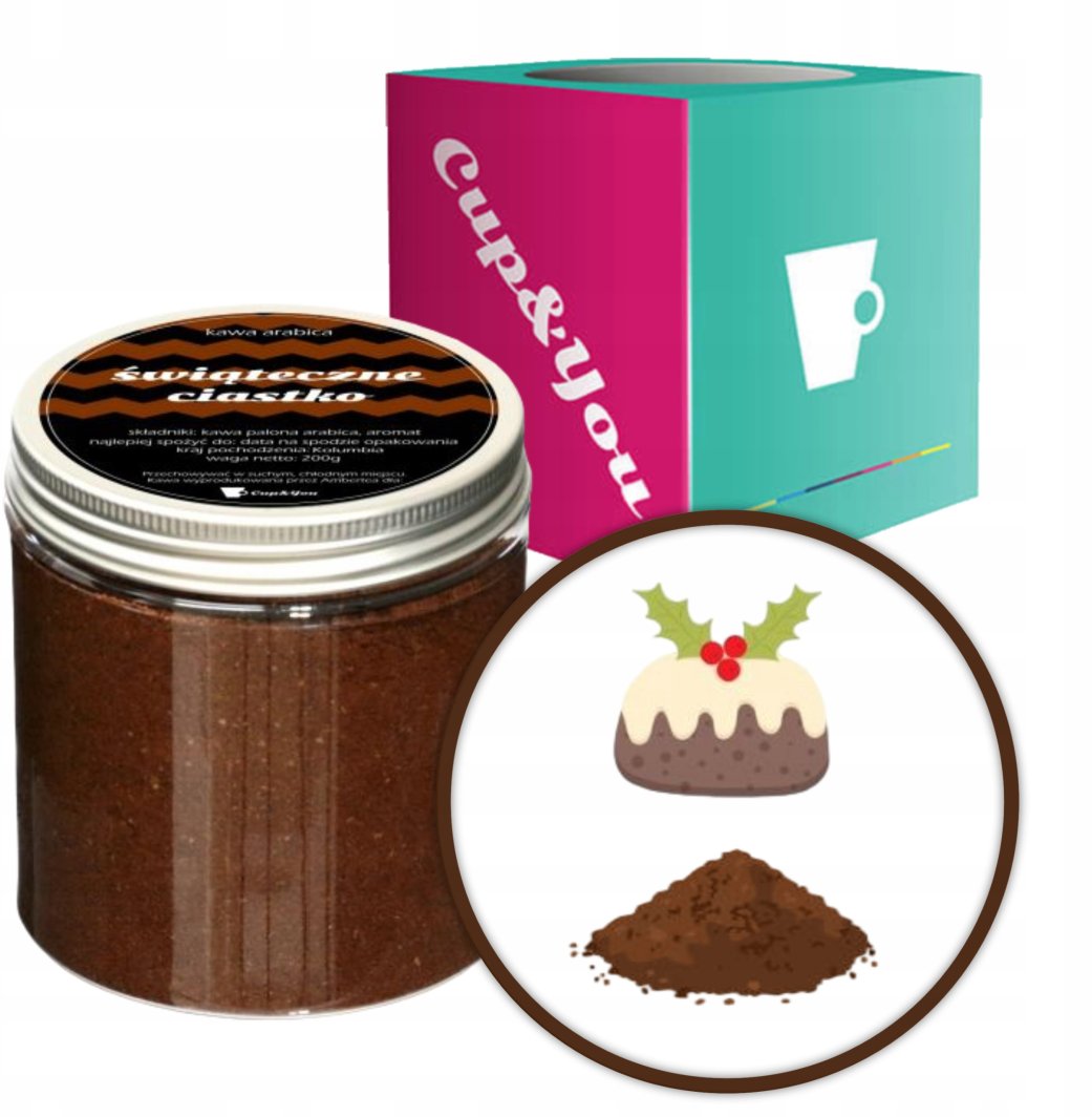 Kawa aromatyzowana smak ŚWIĄTECZNE CIASTKO mielona ARABICA PREMIUM 200g na prezent upominek dla kobiety mężczyzny faceta mamy taty żony męża 1