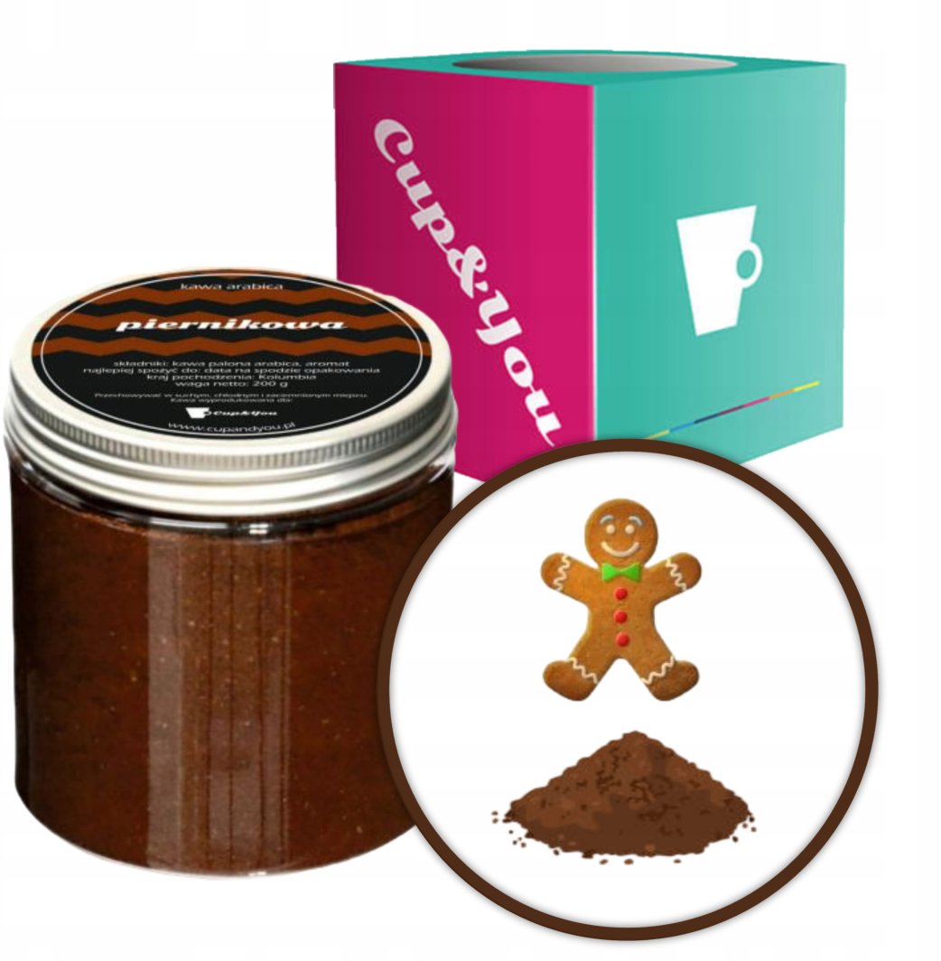 Kawa aromatyzowana smak PIERNIKOWA - KORZENNA mielona ARABICA Cup&You 200g na prezent upominek dla kobiety mężczyzny faceta mamy taty żony męża 1