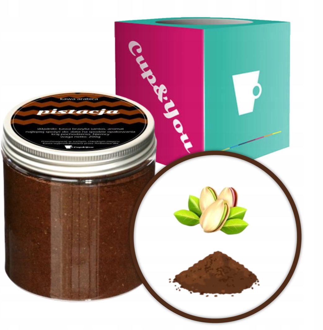 Kawa smakowa aromatyzowana PISTACJA mielona deserowa ARABICA Cup&You 200g na prezent upominek dla kobiety mężczyzny faceta mamy taty żony męża 1