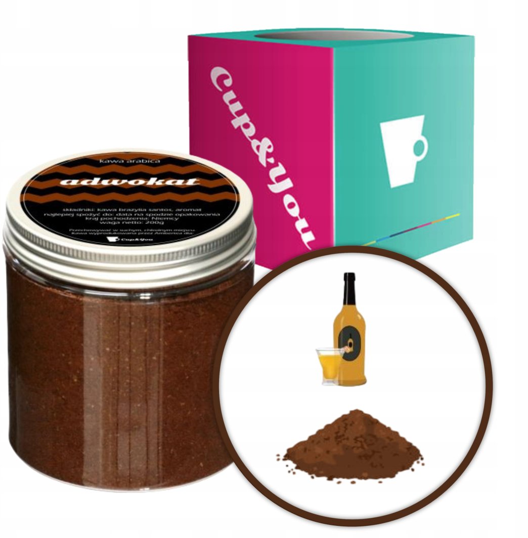 Kawa aromatyzowana o smaku ADWOKAT mielona deserowa ARABICA Cup&You 200g na prezent upominek dla kobiety mężczyzny faceta mamy taty żony męża 1