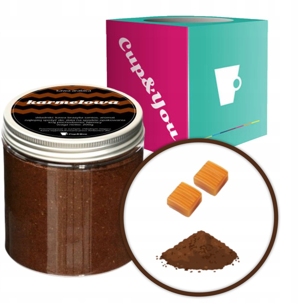 Kawa aromatyzowana o smaku KARMELOWYM mielona deserowa ARABIC Cup&You 200g na prezent upominek dla kobiety mężczyzny faceta mamy taty żony męża 1