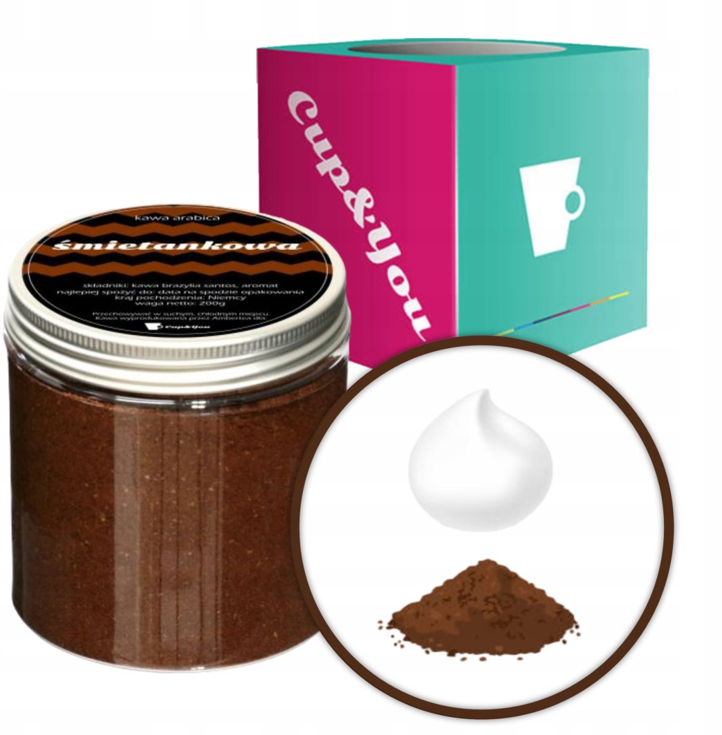 Kawa aromatyzowana o smaku ŚMIETANKOWYM mielona ARABICA Cup&You 200g na prezent upominek dla kobiety mężczyzny faceta mamy taty żony męża 1