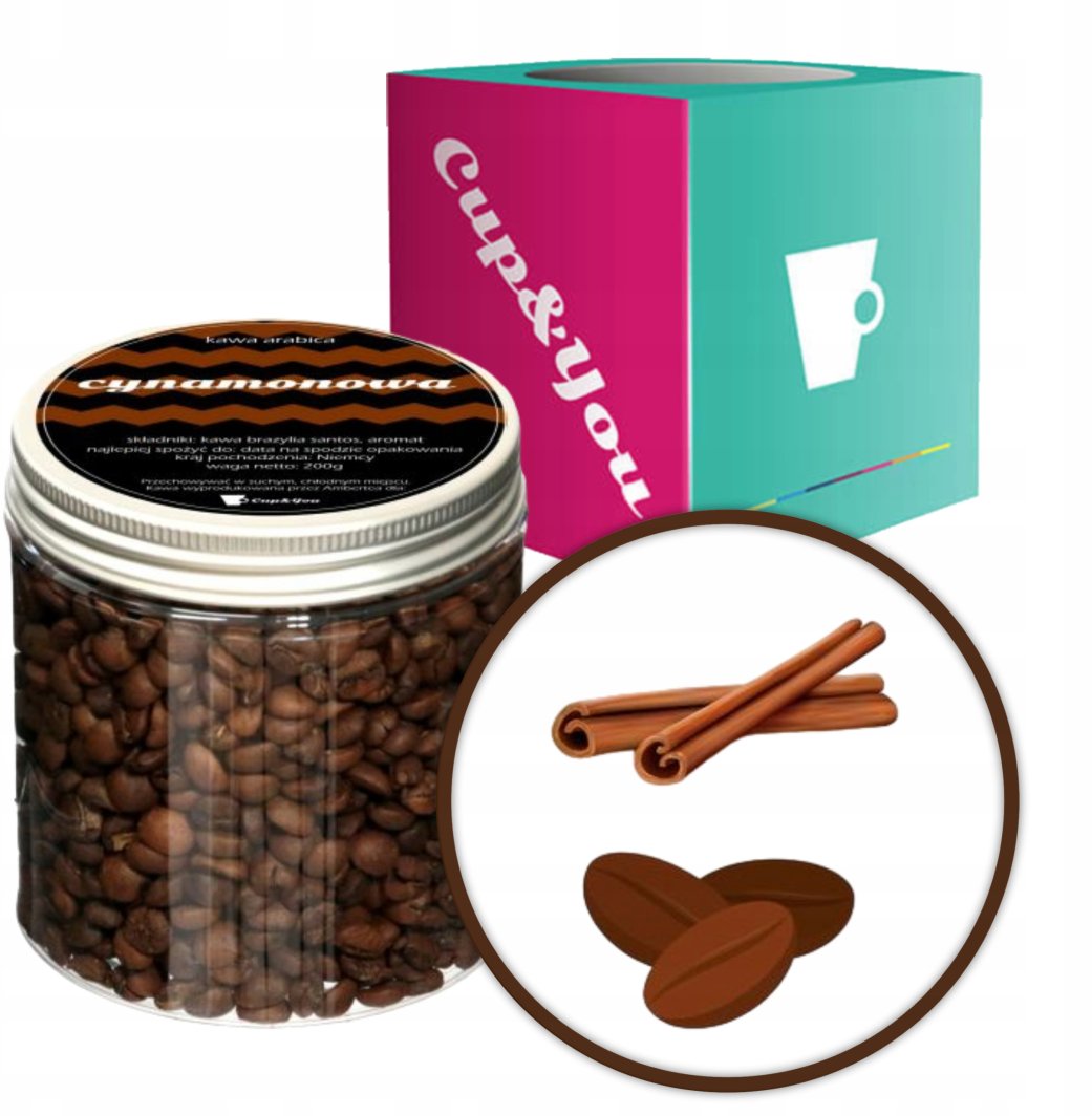 Kawa aromatyzowana o smaku CYNAMONOWYM ziarnista ARABICA PREMIUM 200g na prezent upominek dla kobiety mężczyzny faceta mamy taty żony męża 1