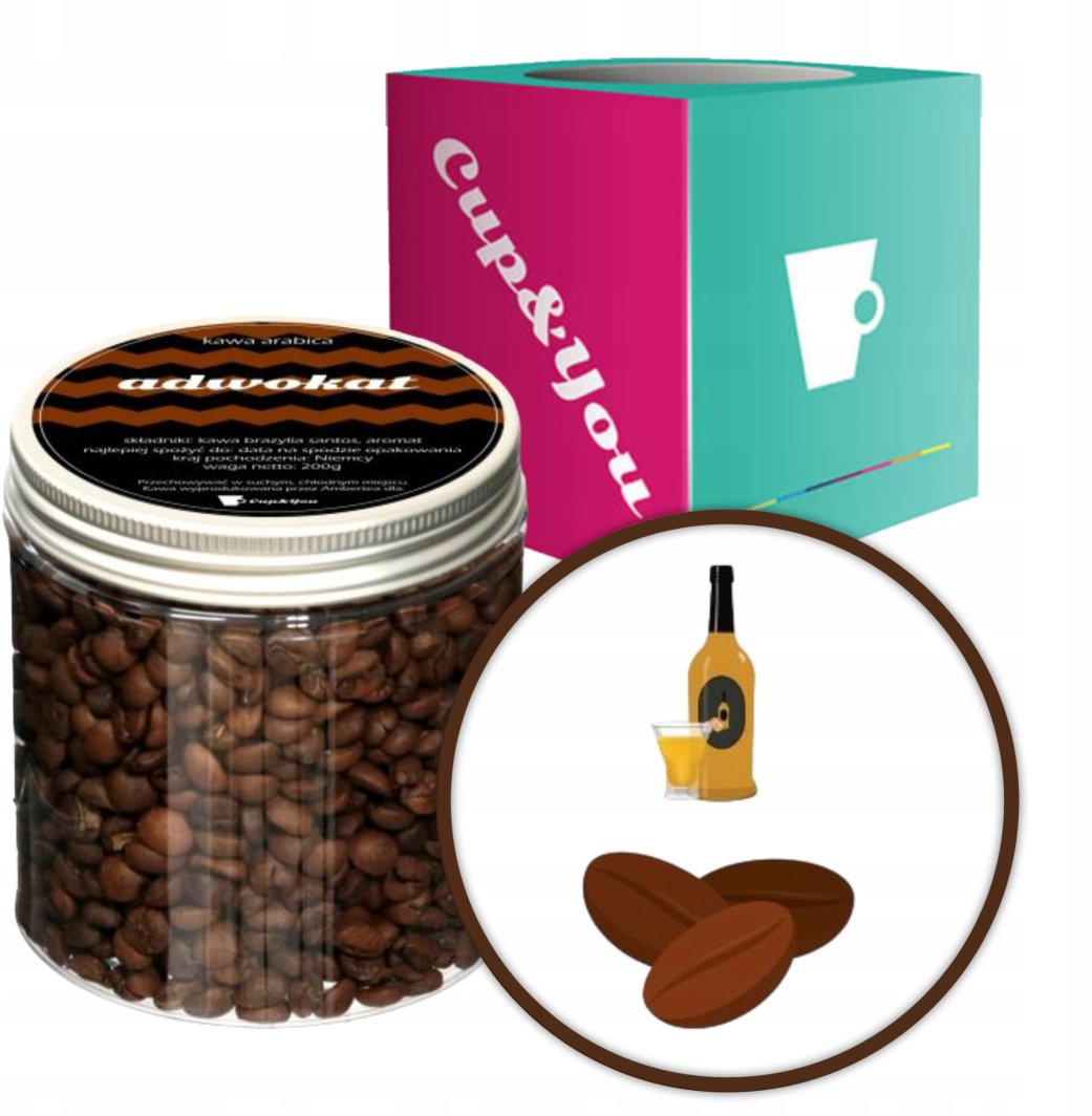 Kawa smakowa aromatyzowana ADWOKAT ziarnista deserowa ARABICA Cup&You 200g na prezent upominek dla kobiety mężczyzny faceta mamy taty żony męża 1