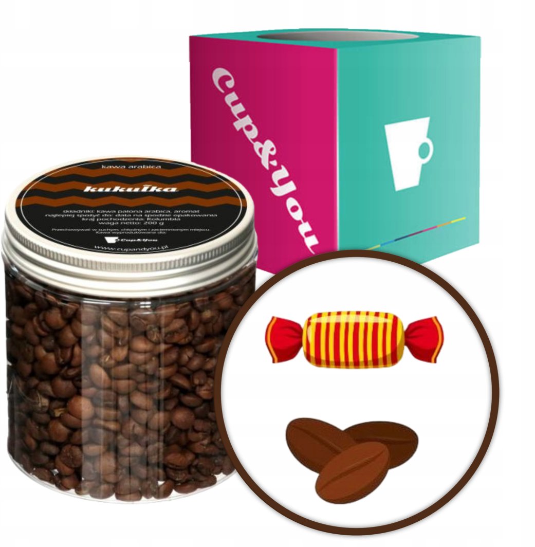 Kawa aromatyzowana ziarnista o smaku KUKUŁKA ARABICA Cup&You PREMIUM 200g na prezent upominek dla kobiety mężczyzny faceta mamy taty żony męża 1