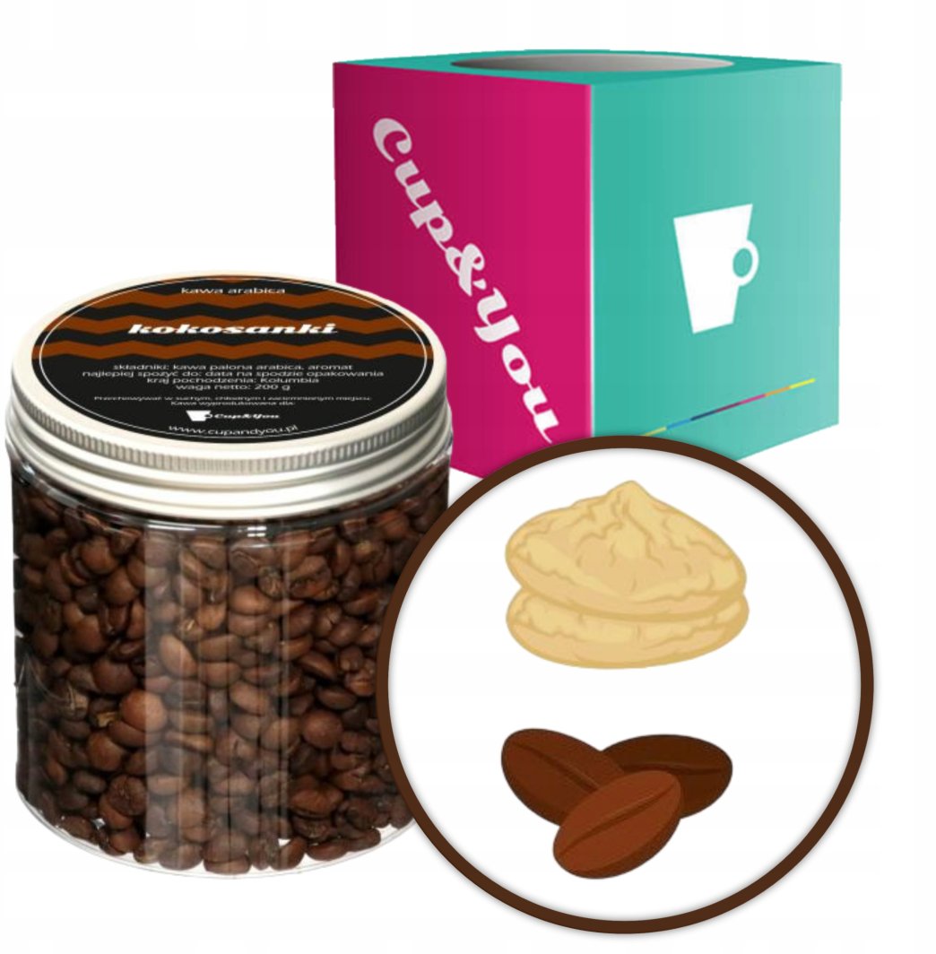 Kawa aromatyzowana ziarnista smak KOKOSANKI ARABICA Cup&You PREMIUM 200g na prezent upominek dla kobiety mężczyzny faceta mamy taty żony męża 1