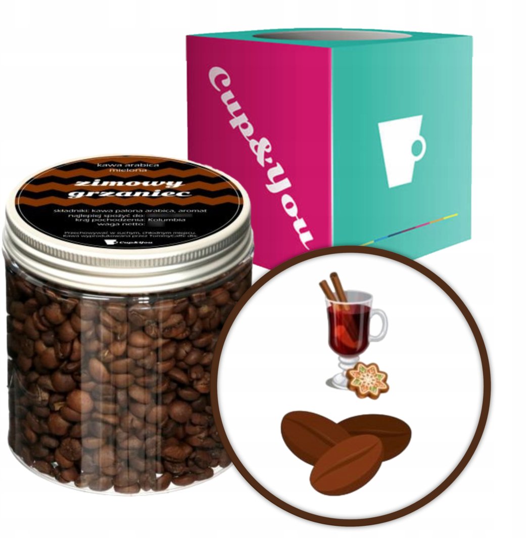Kawa aromatyzowana smakowa ZIMOWY GRZANIEC ziarnista ARABICA PREMIUM 200g na prezent upominek dla kobiety mężczyzny faceta mamy taty żony męża 1