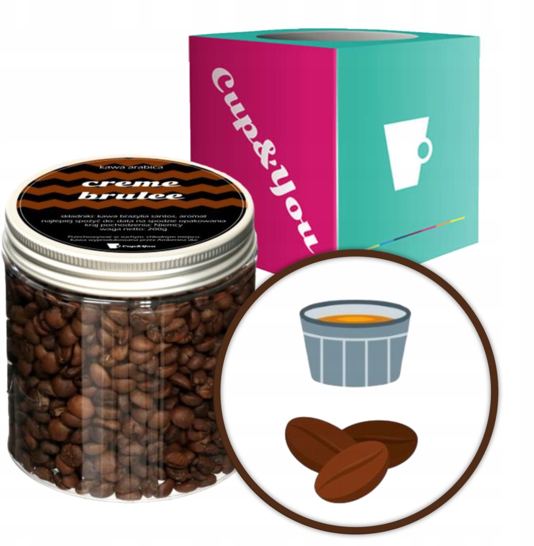 Kawa aromatyzowana o smaku CREMEE BRULEE ziarnista ARABICA Cup&You 200g na prezent upominek dla kobiety mężczyzny faceta mamy taty żony męża