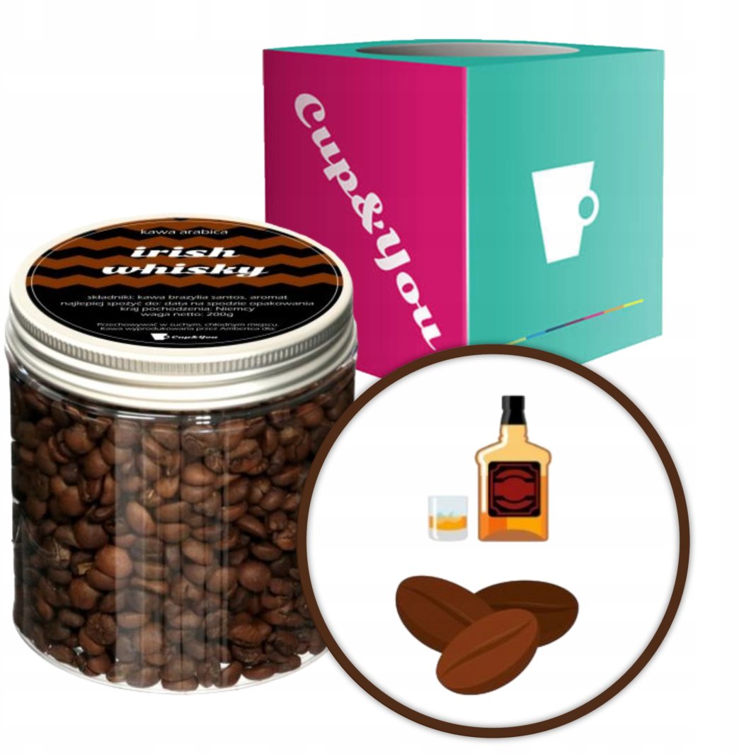 Kawa smakowa aromatyzowana ziarnista IRISH WHISKY ARABICA Cup&You 200g na prezent upominek dla kobiety mężczyzny faceta mamy taty żony męża