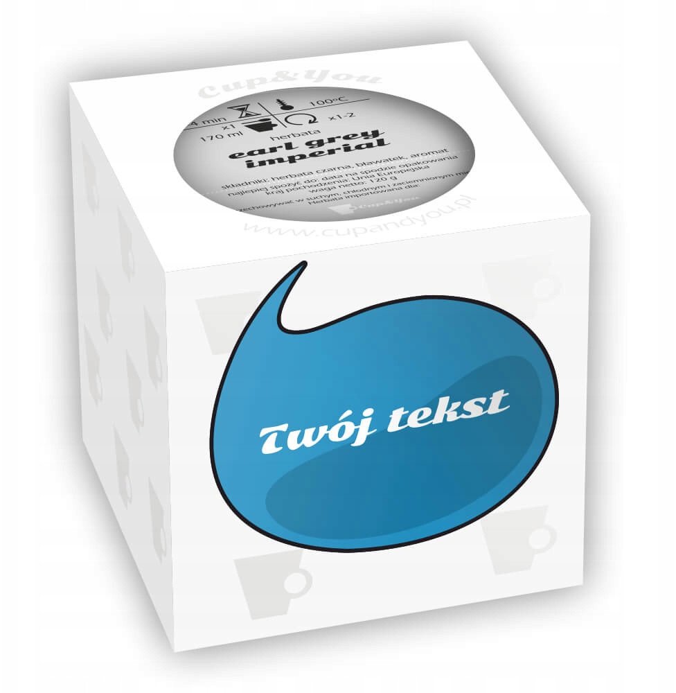 Gotowy zestaw prezentowy personalizowana Herbata Earl Grey Imperial PREMIUM białe opakowanie 120g prezent upominek dla kobiety żony taty brata na imprezę urodziny imieniny