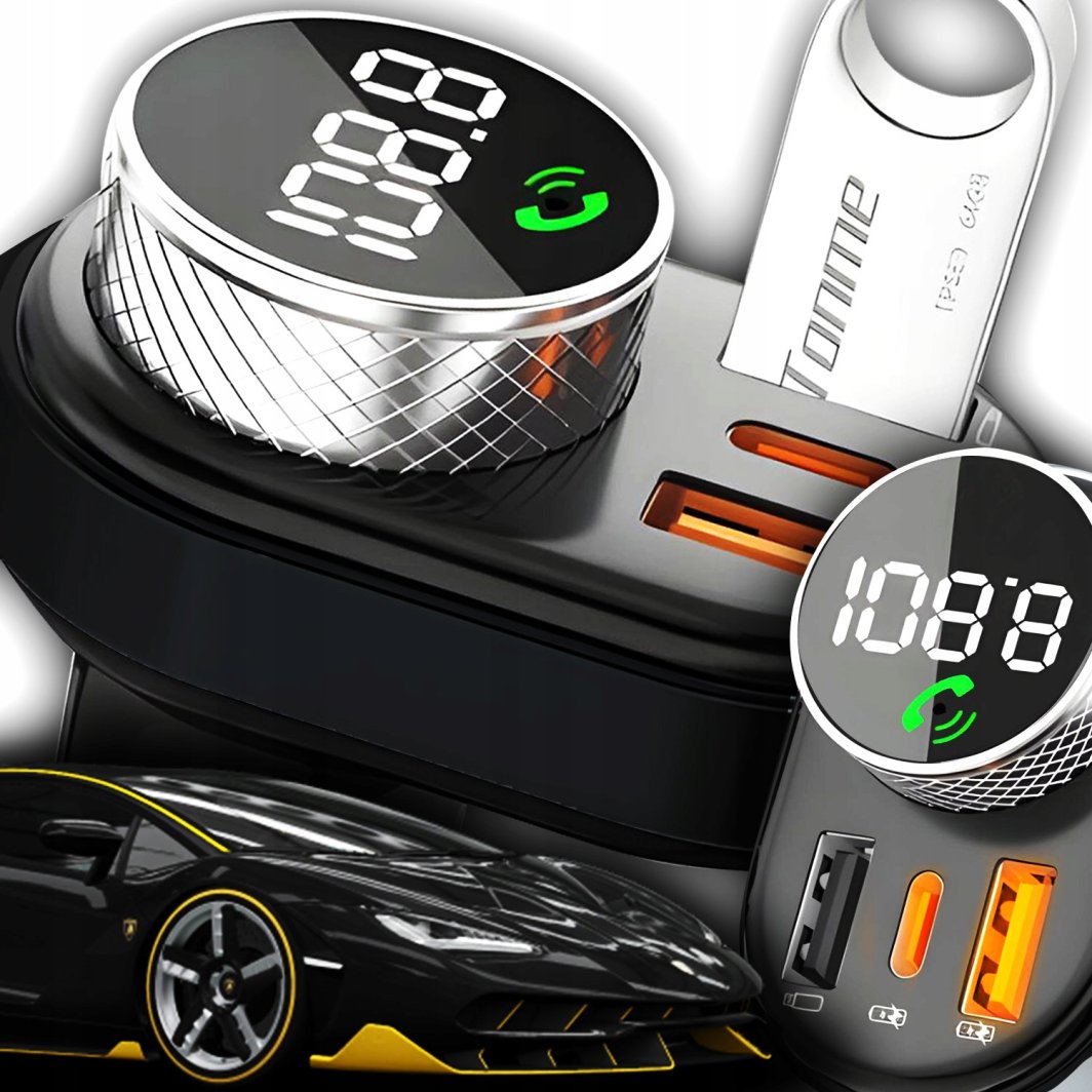 Transmiter Samochodowy BLUETOOTH FM MP3 Szybka Ładowarka USB QC 3.0 MOC 30W BC74 1