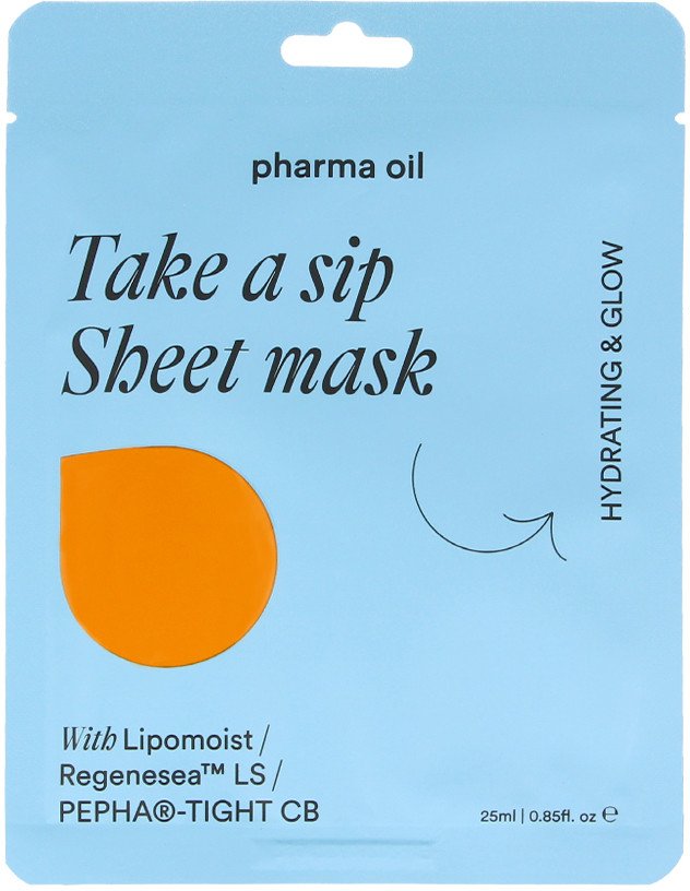 Drėkinanti lakštinė veido kaukė Pharma Oil Take a sip, 25 ml 1