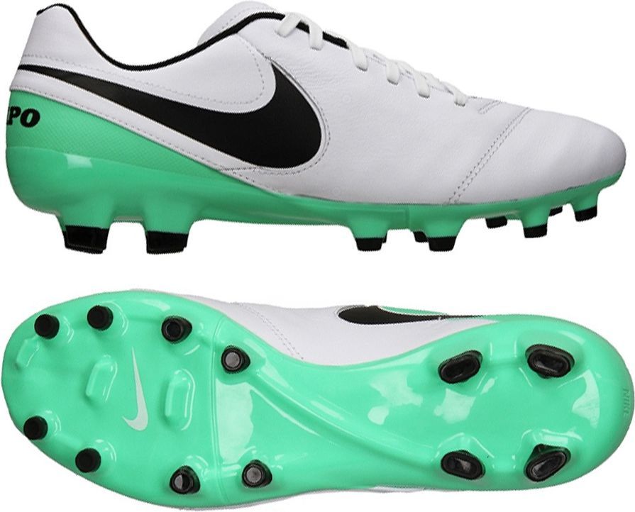 Nike Buty piłkarskie męskie Tiempo Genio II Leather FG biało Nike Tiempo Genio Ii Fg Korki Lanki Czarny Biały Metallic