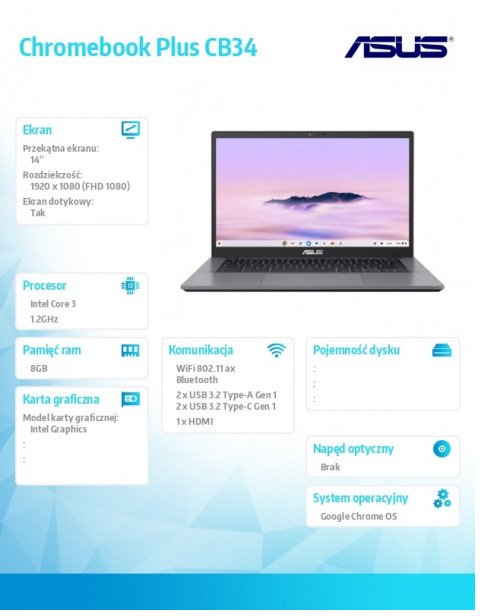 asus Notebook Chromebook Plus CB3402CVA-MW0517 1