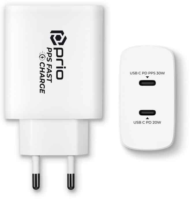 Prio Tīkla Lādētājs 30W PD PPS USB-C + 20W PD USB-C