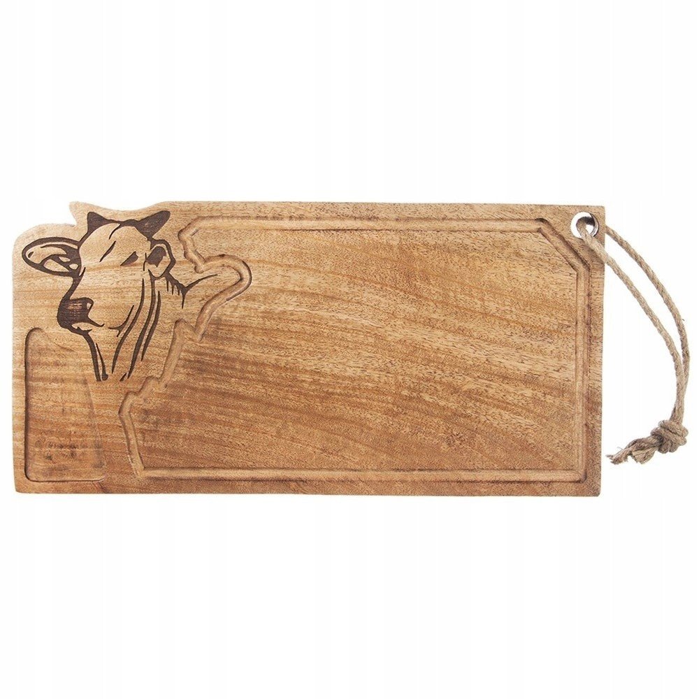 Deska Mangowiec ORION 45 x 22 cm z Rowkiem i Głową Byka do Serwowania 1