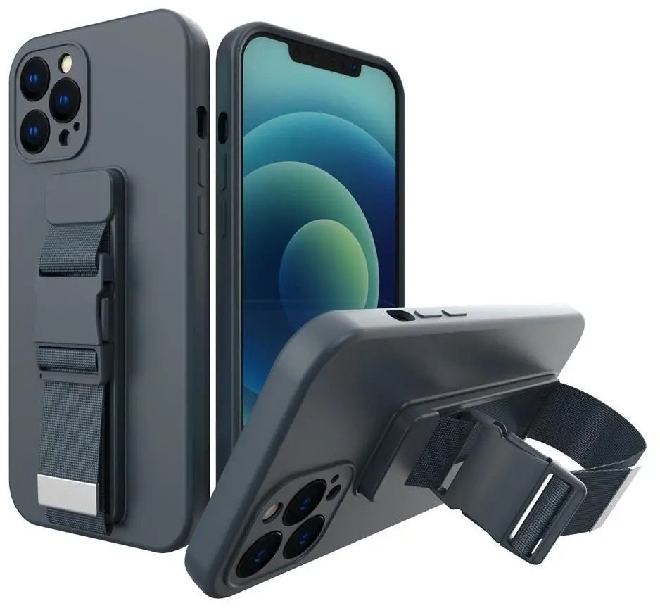 Rope case żelowe etui ze smyczą łańcuszkiem torebka smycz Samsung Galaxy A72 4G granatowy