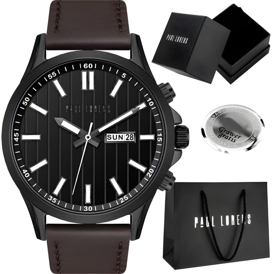 Zegarek męski Paul Lorens TORENT-1B2 zestaw z grawerem