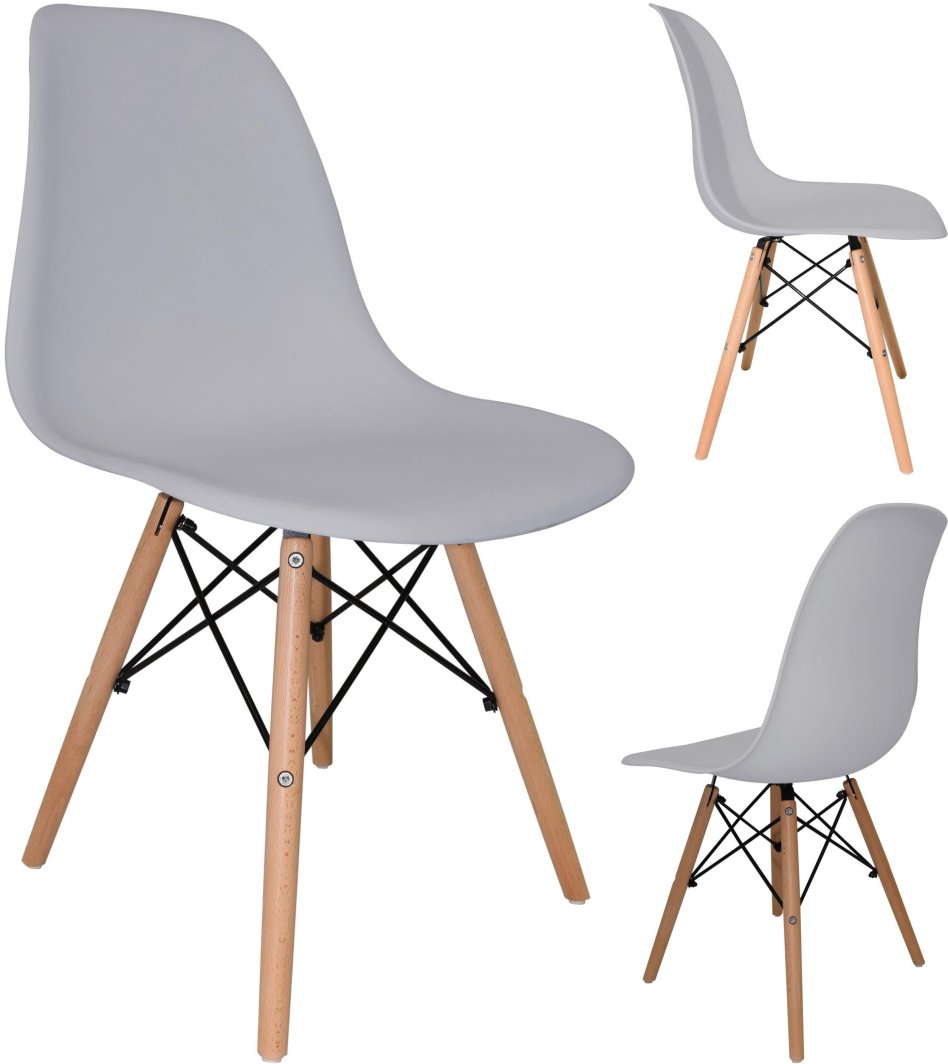 Szare krzesło skandynawskie stylowe do salonu kuchni i biura 1