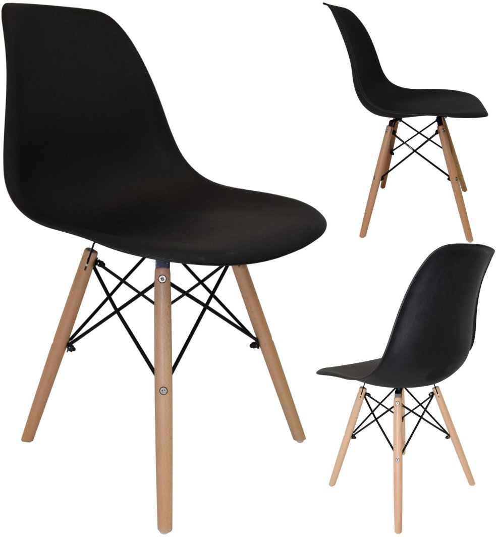 Czarne krzesło skandynawskie stylowe do salonu kuchni i biura 1