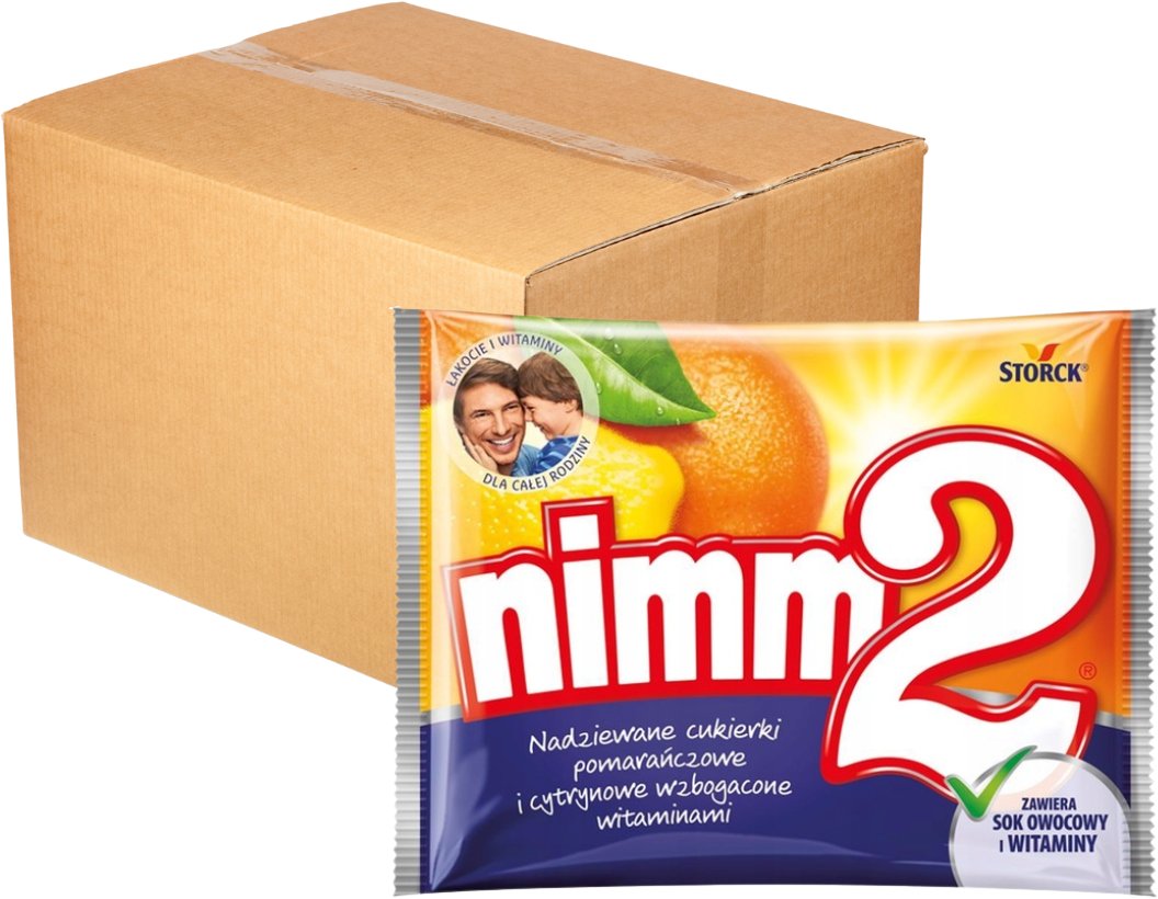 nimm2 Nadziewane cukierki pomarańczowe i cytrynowe wzbogacone witaminami 90 g x 24 sztuk 1