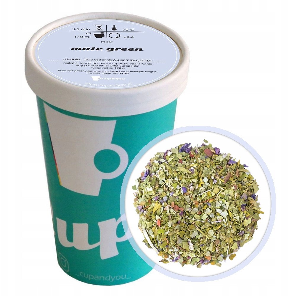 Liściasta sypana Herbata Yerba Mate GREEN ostrokrzew paragwajski EKO 120g - herbata liściasta sypana mieszanka napar susz 1