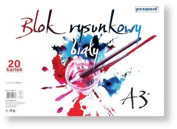 Blok rysunkowy A3 biały 80g 20 kartek 1