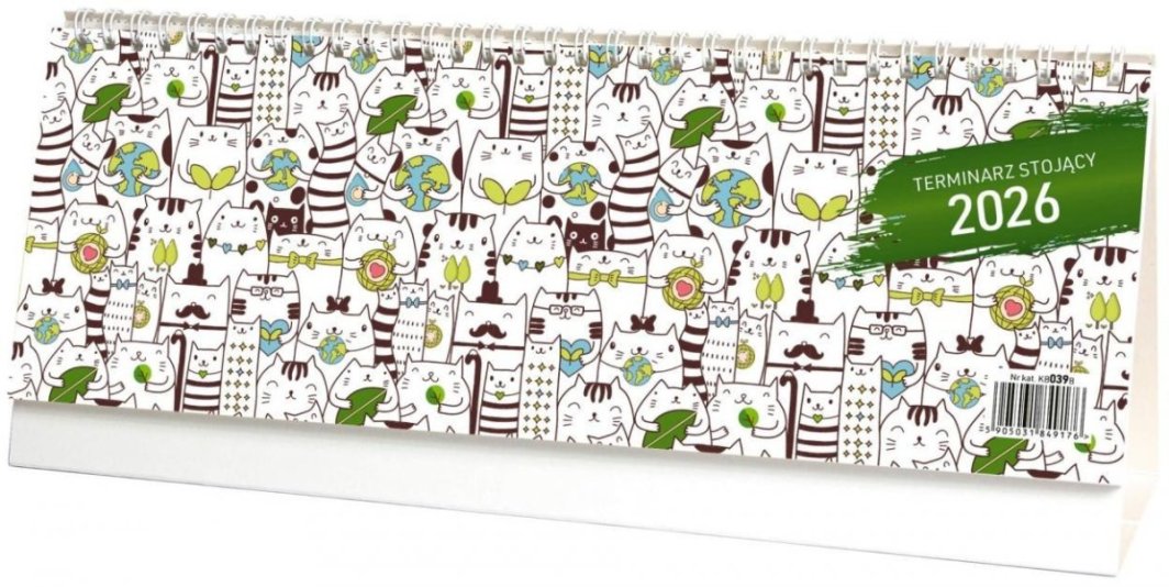 Terminarz 2026 biurkowy stojący koty 1
