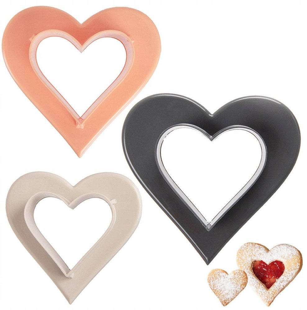 Wykrawacze do ciastek dwustronne serce 3 szt.