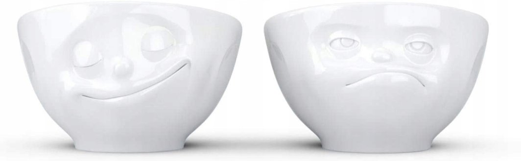 FIFTYEIGHT Eierbecher Set Nr.3 - Glücklich & Hmpff weiß