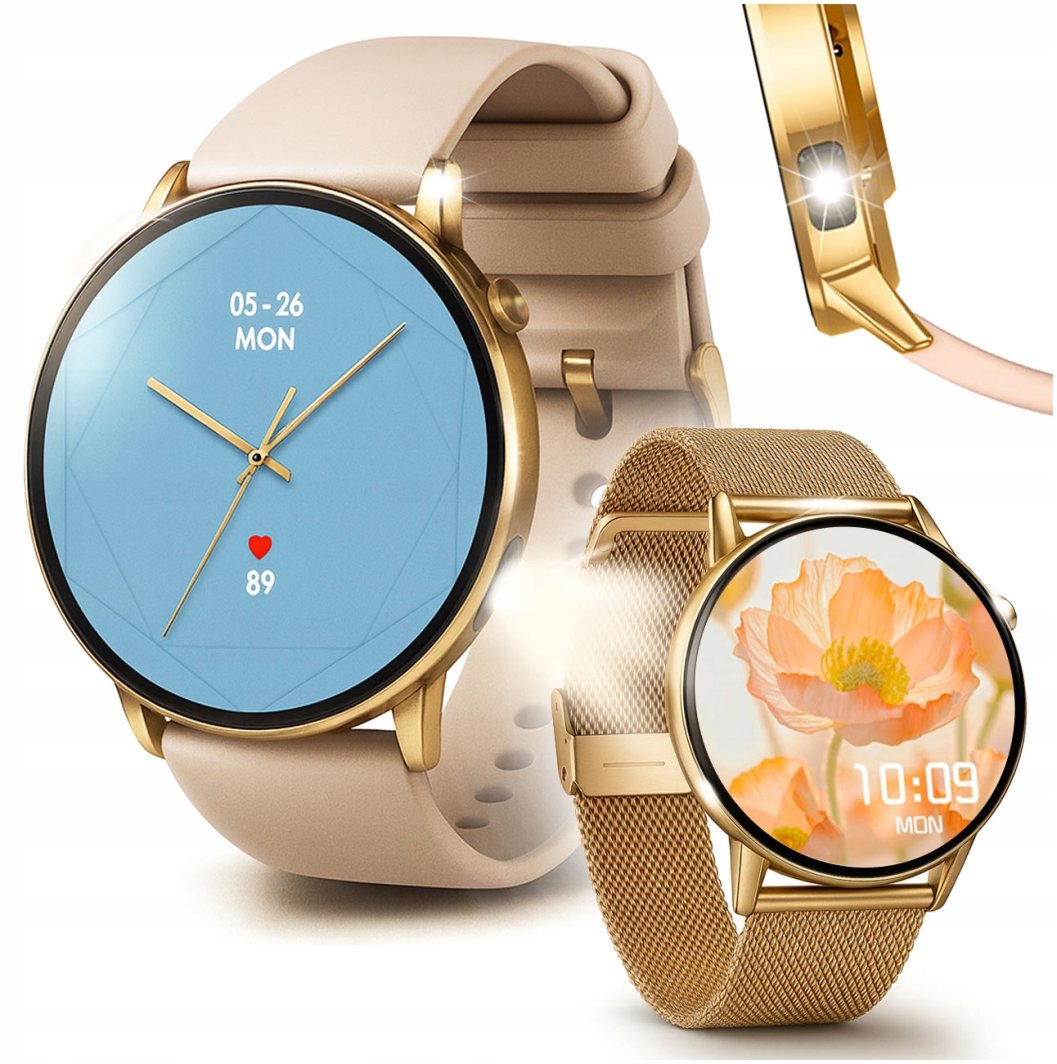 Smartwatch Damski Amoled Rozmowy Menu Polski - Zdrowie Sport Chat GPT Złoty 1